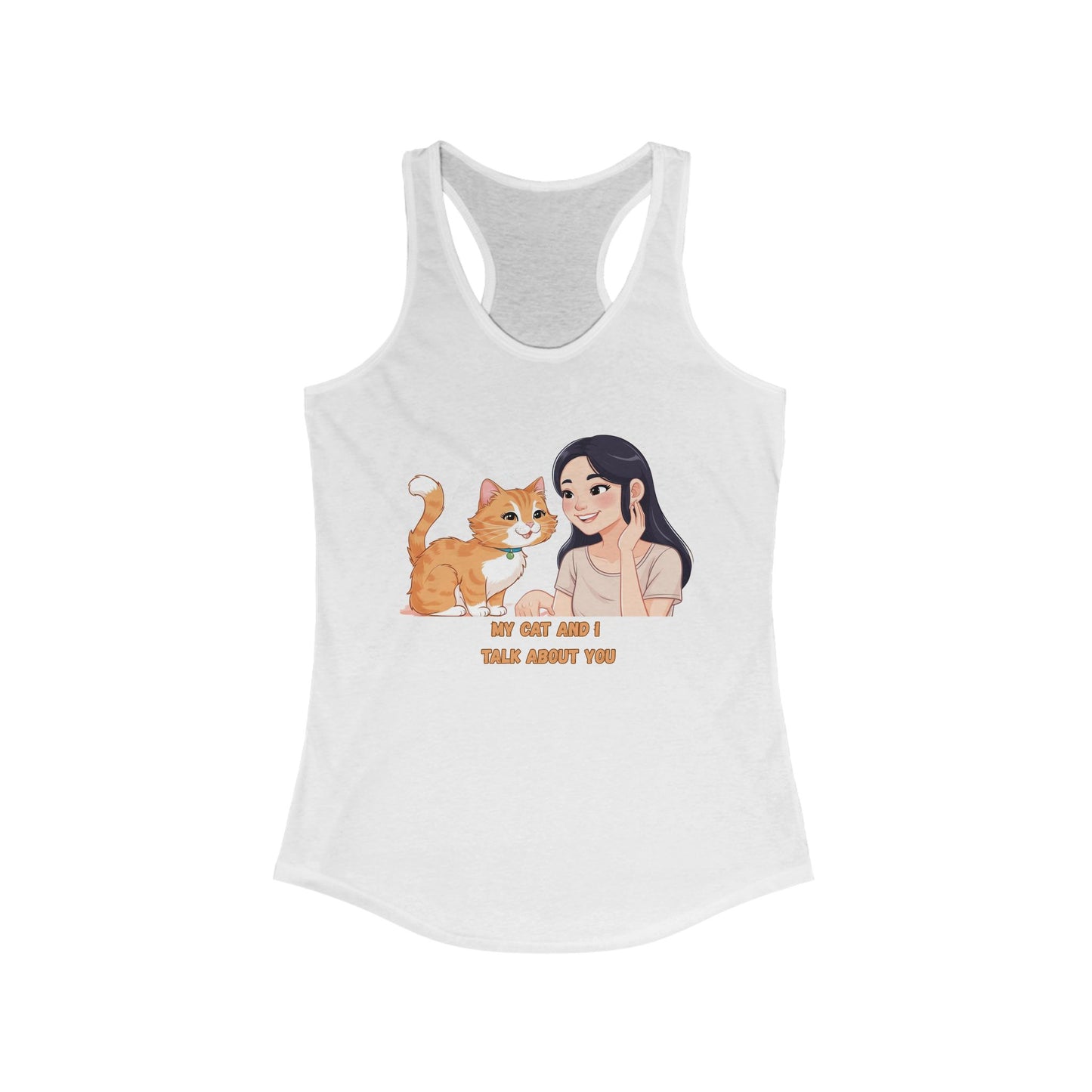 Cute Cat & Girl Racerback Tank for Cat Lovers