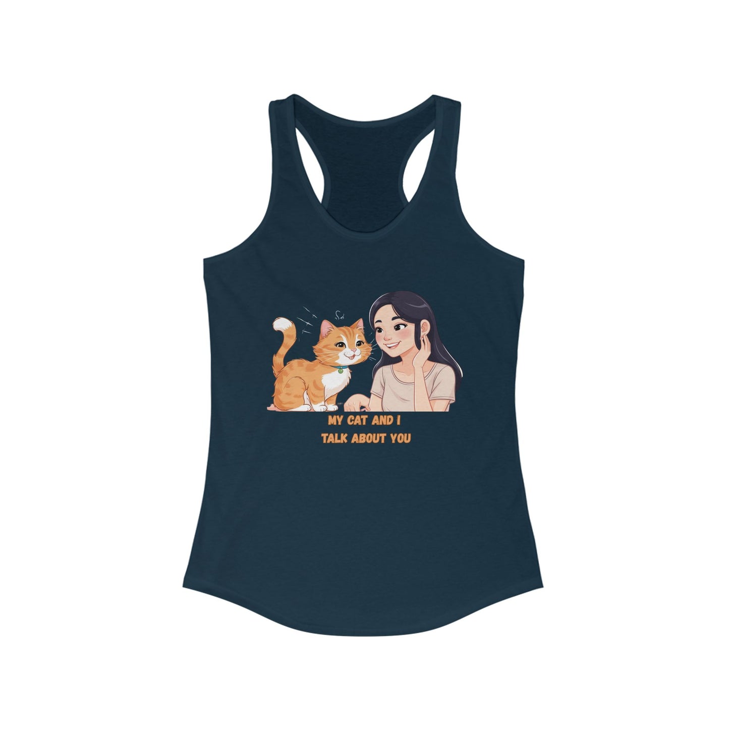 Cute Cat & Girl Racerback Tank for Cat Lovers