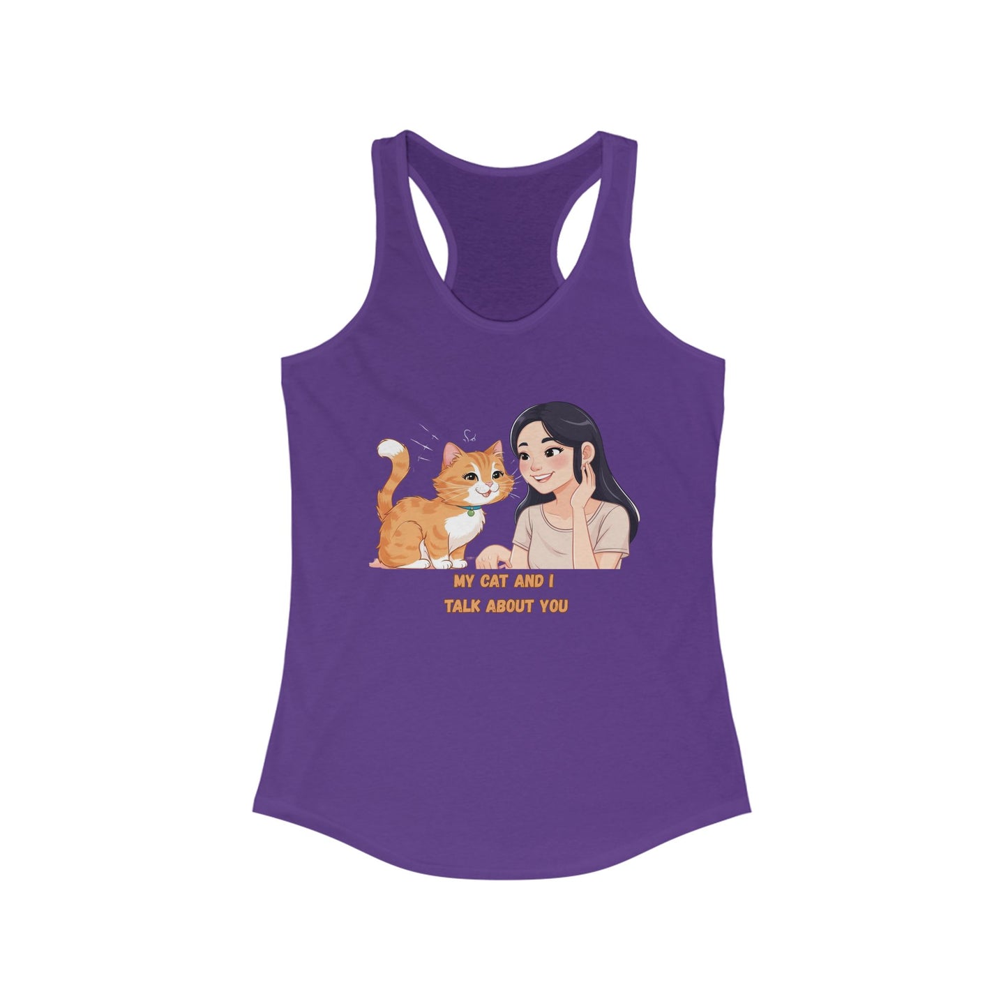 Cute Cat & Girl Racerback Tank for Cat Lovers