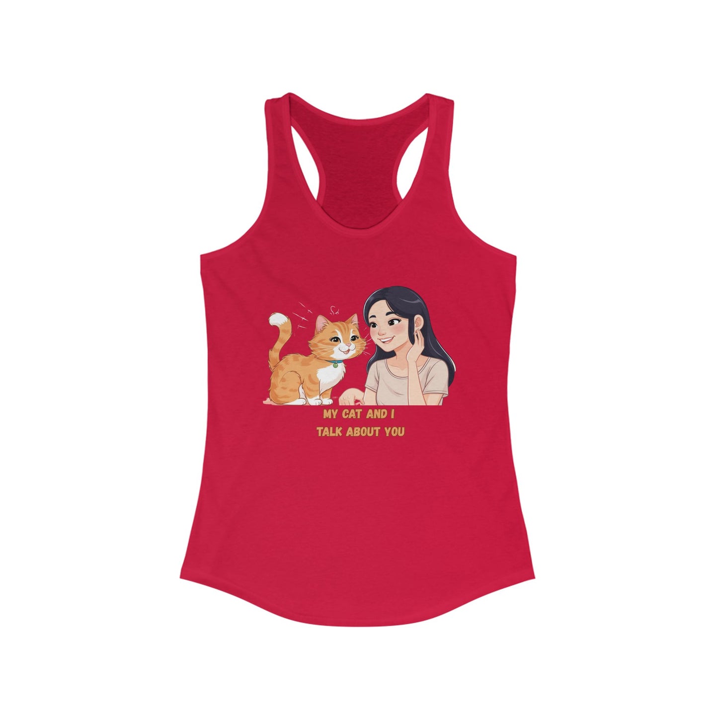 Cute Cat & Girl Racerback Tank for Cat Lovers