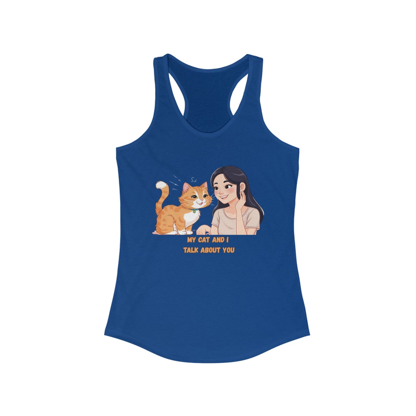 Cute Cat & Girl Racerback Tank for Cat Lovers