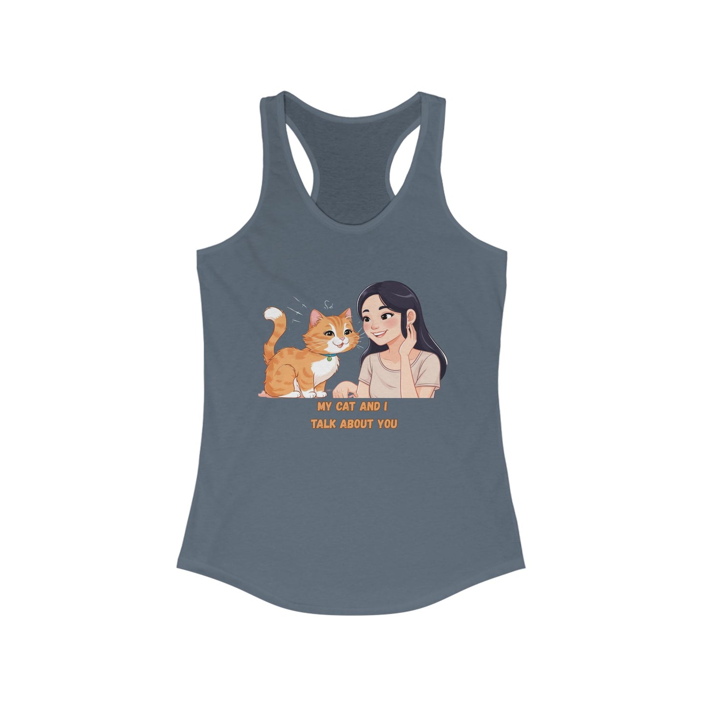 Cute Cat & Girl Racerback Tank for Cat Lovers