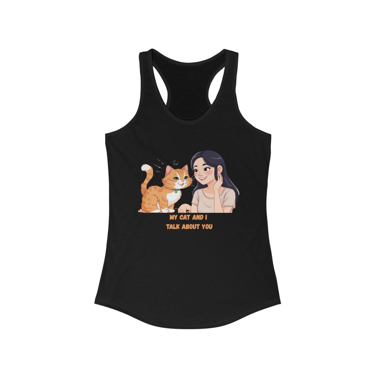 Cute Cat & Girl Racerback Tank for Cat Lovers