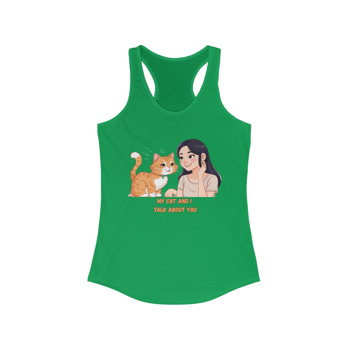 Cute Cat & Girl Racerback Tank for Cat Lovers