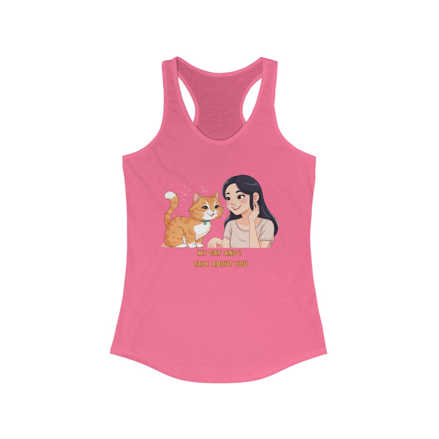 Cute Cat & Girl Racerback Tank for Cat Lovers
