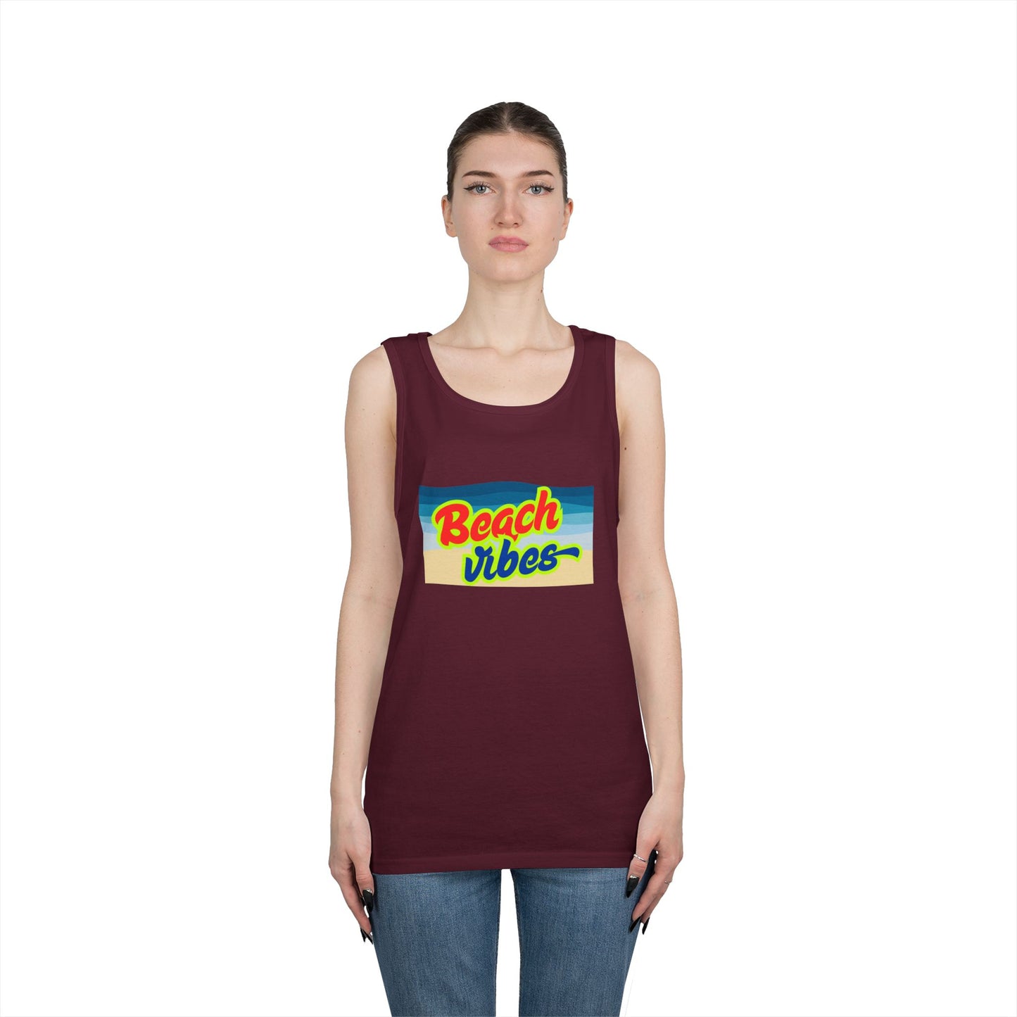 Beach Vibes Unisex Heavy Cotton Tank Top - Perfect for Summer Fun
