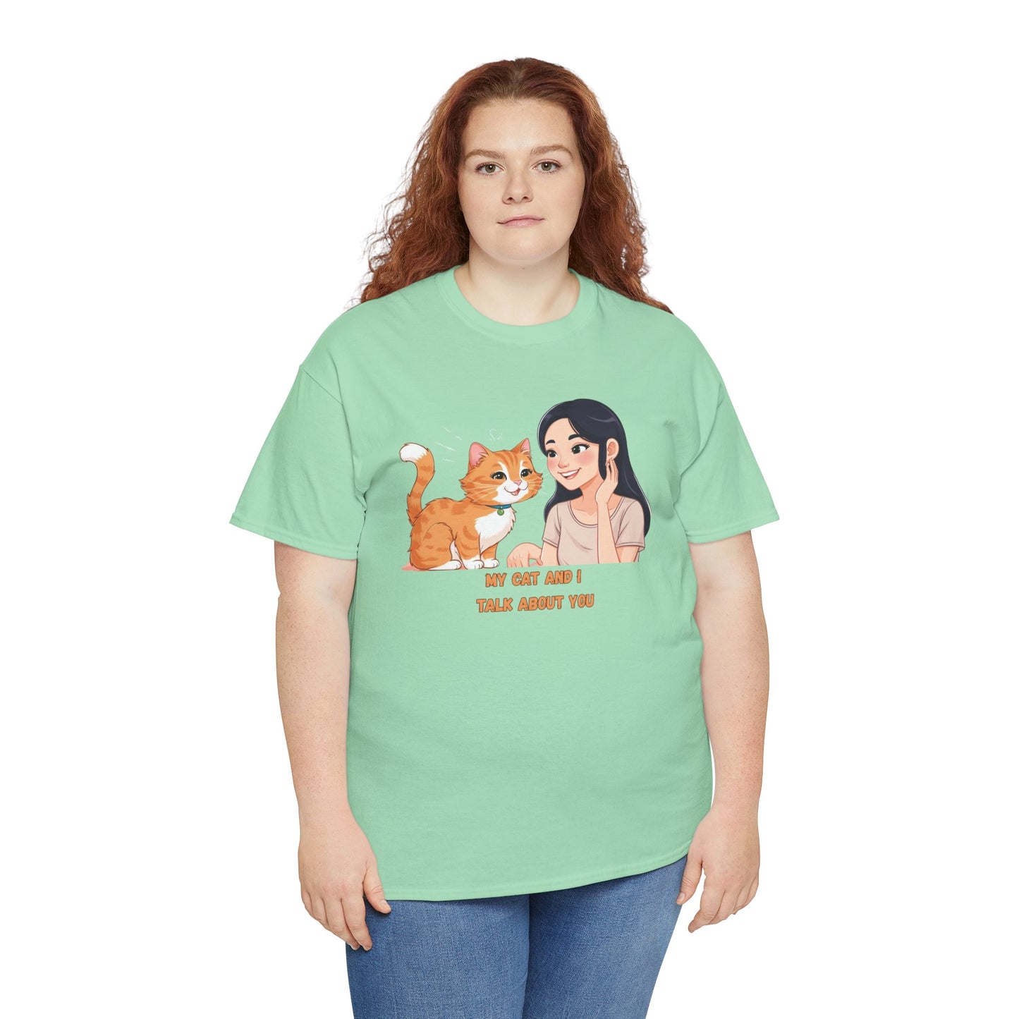 Cat Lover Unisex Heavy Cotton Tee - "My Cat and I Talk About You"