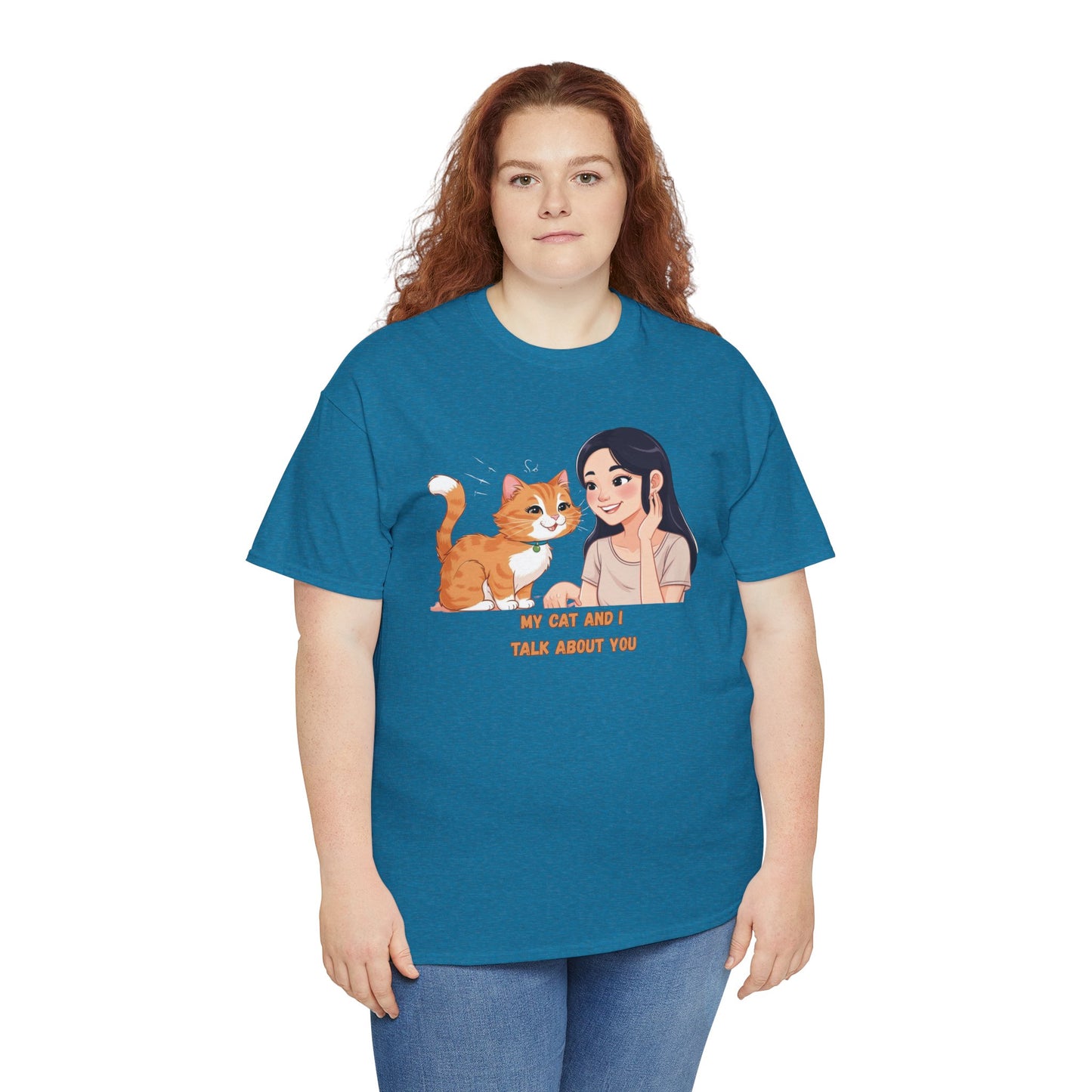 Cat Lover Unisex Heavy Cotton Tee - "My Cat and I Talk About You"
