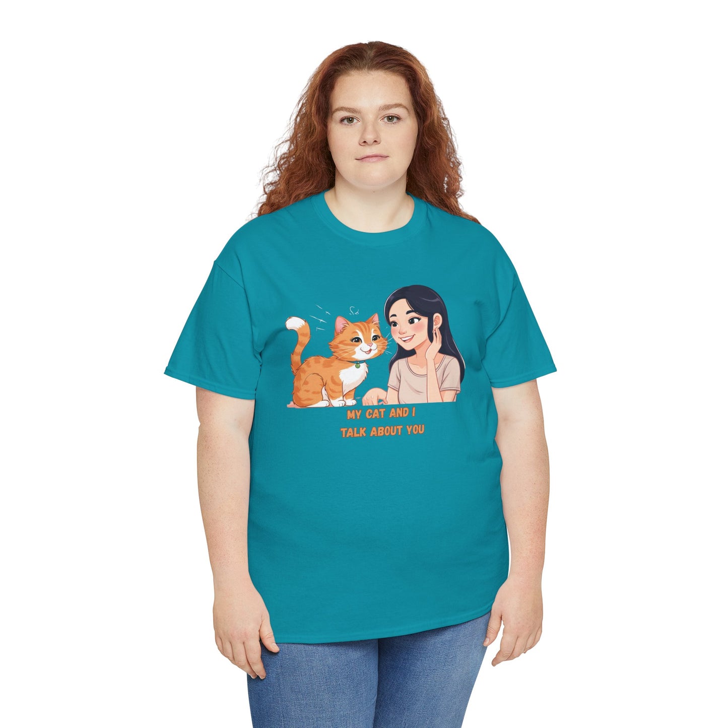 Cat Lover Unisex Heavy Cotton Tee - "My Cat and I Talk About You"