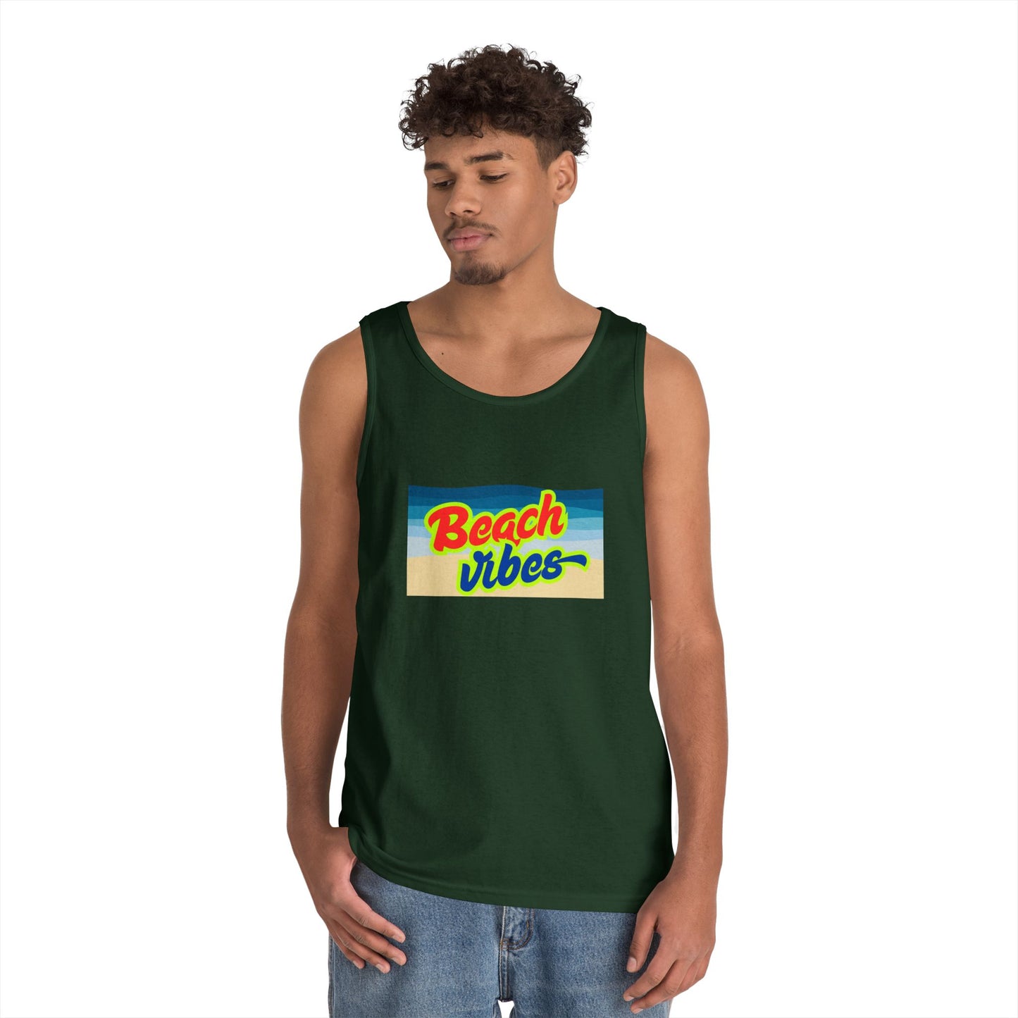 Beach Vibes Unisex Heavy Cotton Tank Top - Perfect for Summer Fun