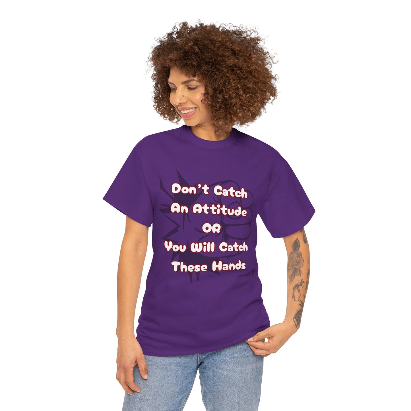 Don't Catch an Attitude Unisex Heavy Cotton Tee, Funny Graphic Tee, Gift for Friends, Humor T-Shirt, Casual Wear, Birthday Gift