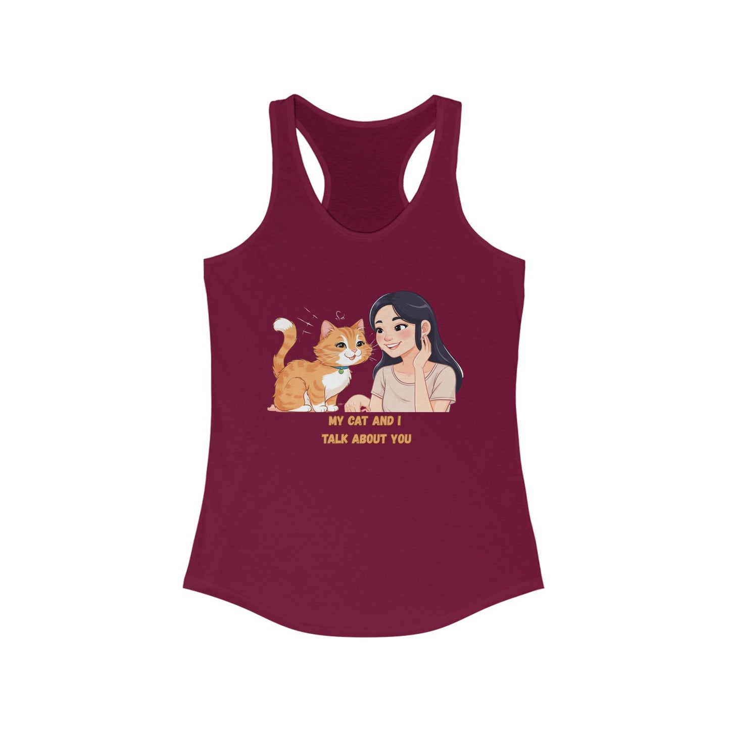 Cute Cat & Girl Racerback Tank for Cat Lovers