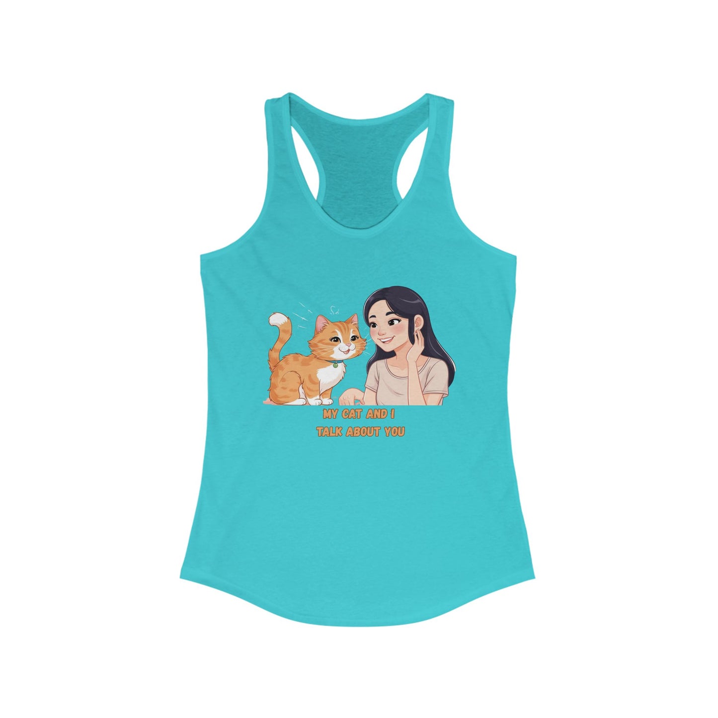 Cute Cat & Girl Racerback Tank for Cat Lovers