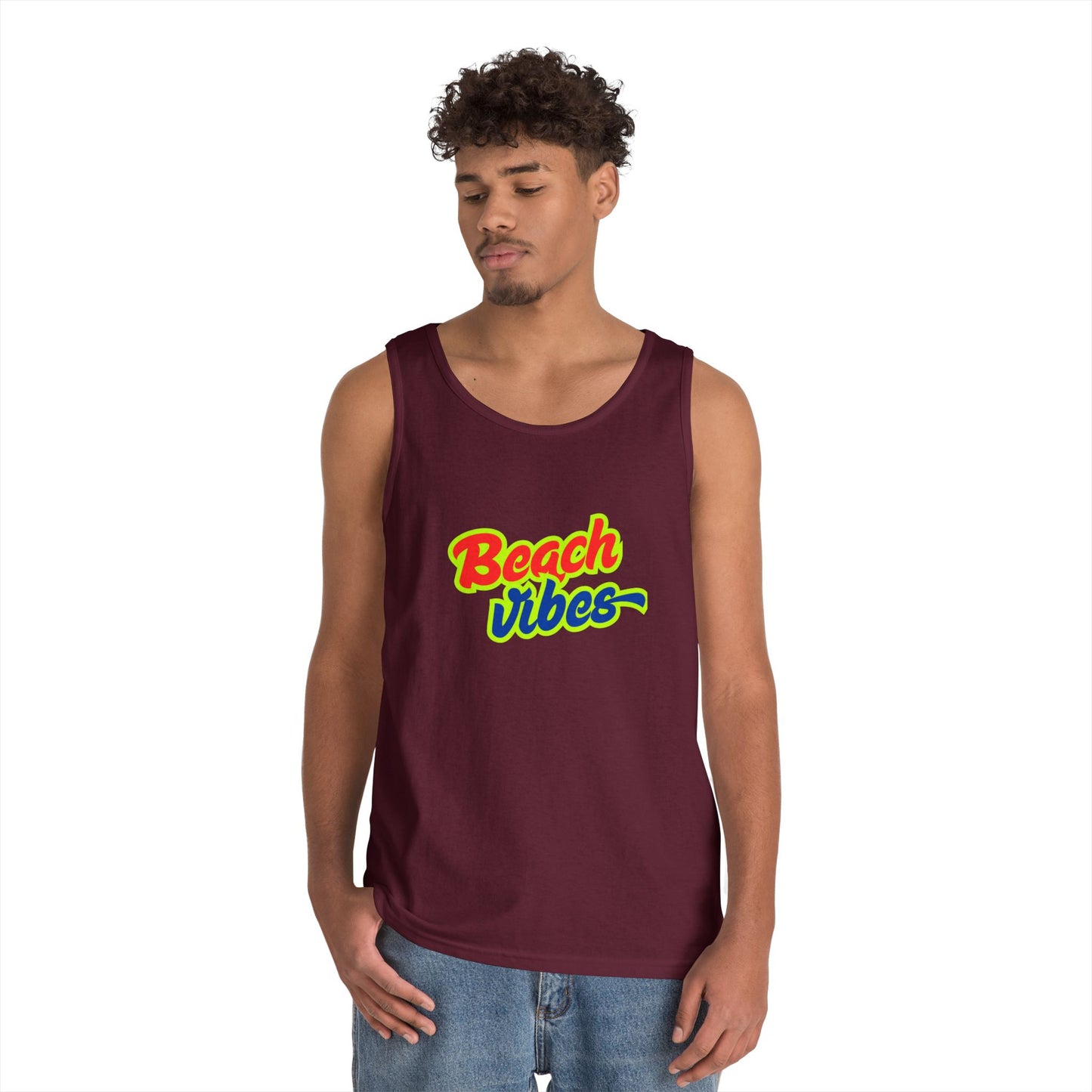 Beach Vibes Graphic Tee - Unisex Heavy Cotton Tank Top