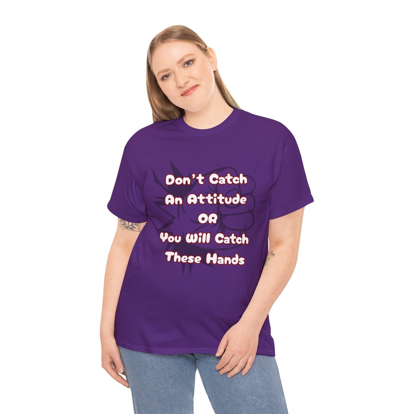 Don't Catch an Attitude Unisex Heavy Cotton Tee, Funny Graphic Tee, Gift for Friends, Humor T-Shirt, Casual Wear, Birthday Gift