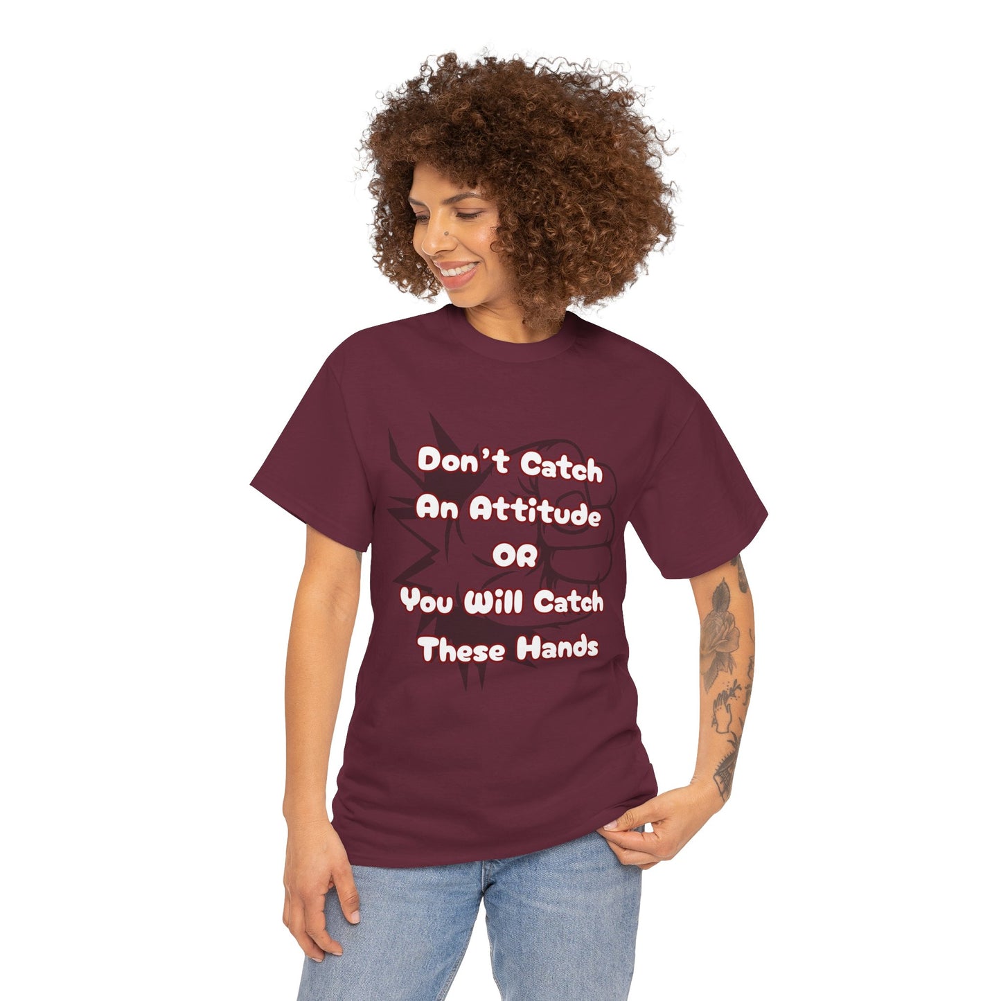 Don't Catch an Attitude Unisex Heavy Cotton Tee, Funny Graphic Tee, Gift for Friends, Humor T-Shirt, Casual Wear, Birthday Gift